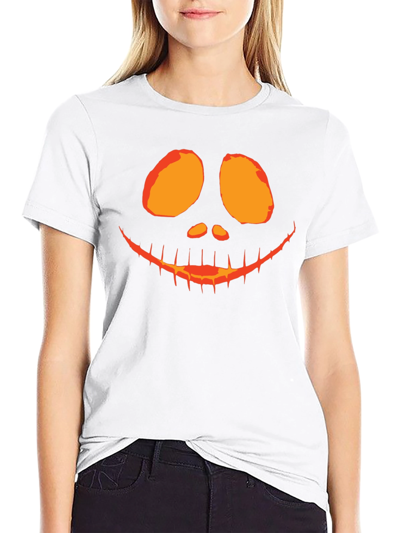 Camiseta Negra con Diseño de Calabaza Halloween