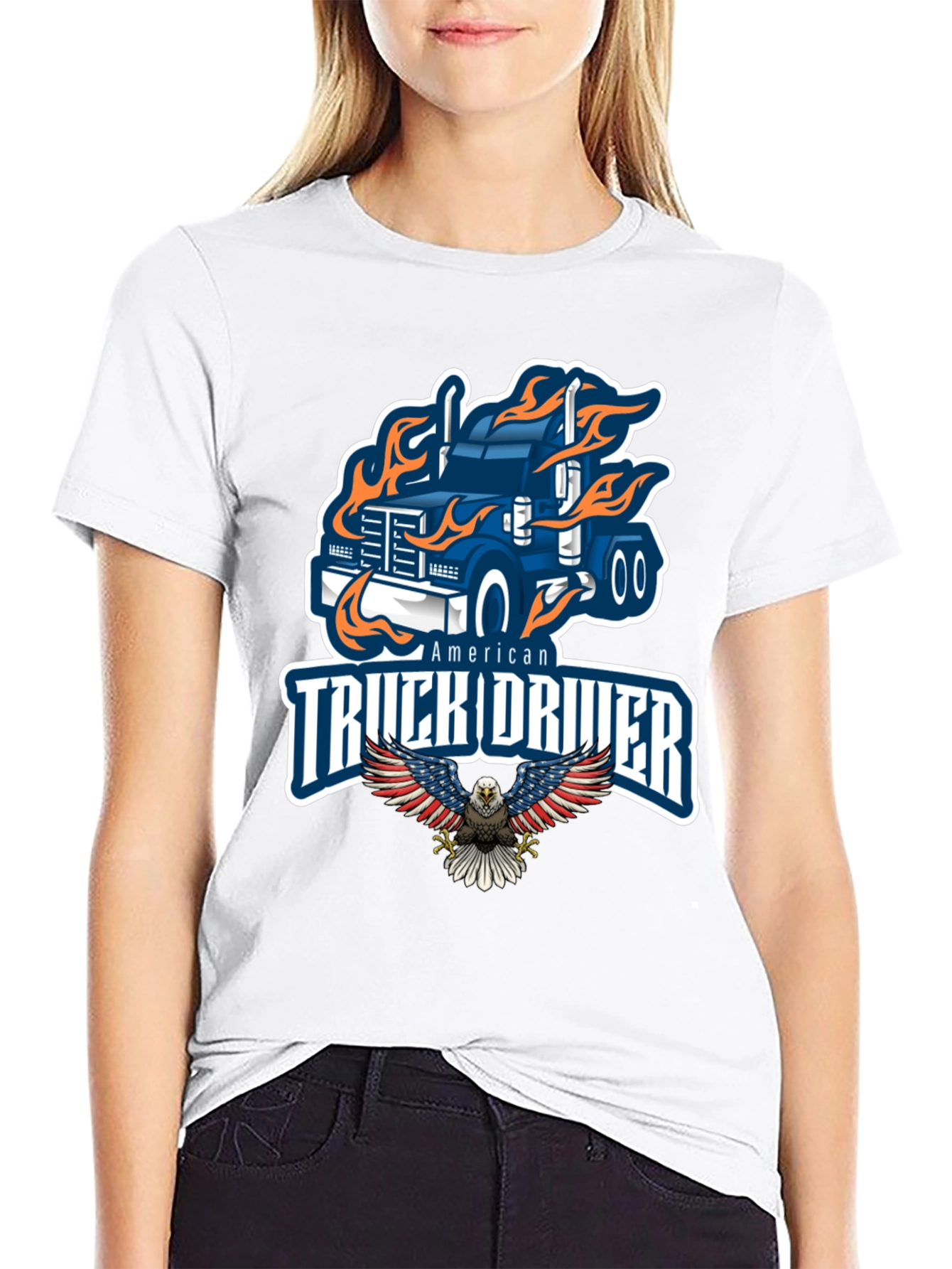 Camiseta Hombre Negra Diseño Camión Americano