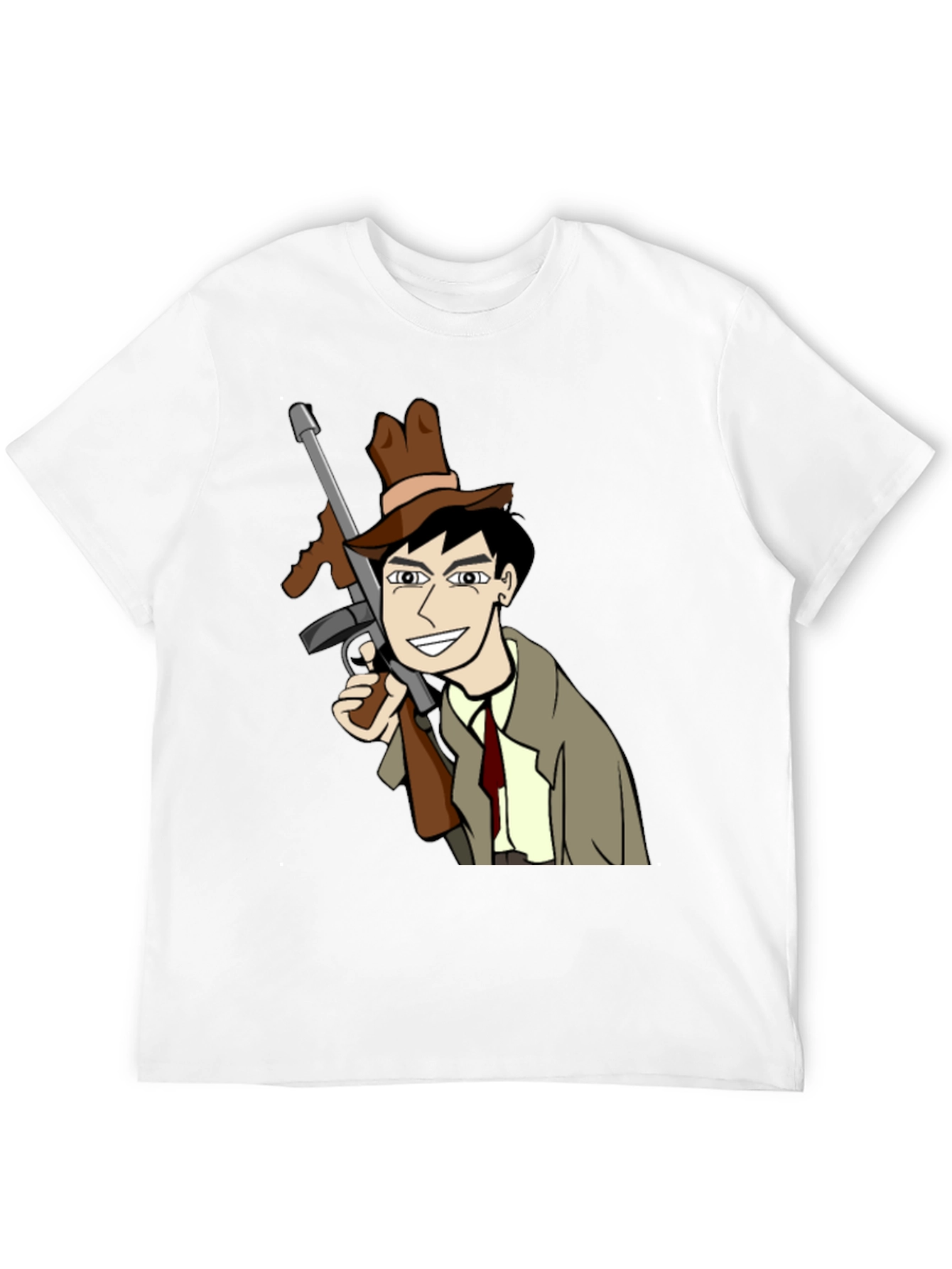 Camiseta Negra con Diseño de Gánster de Dibujos Animados