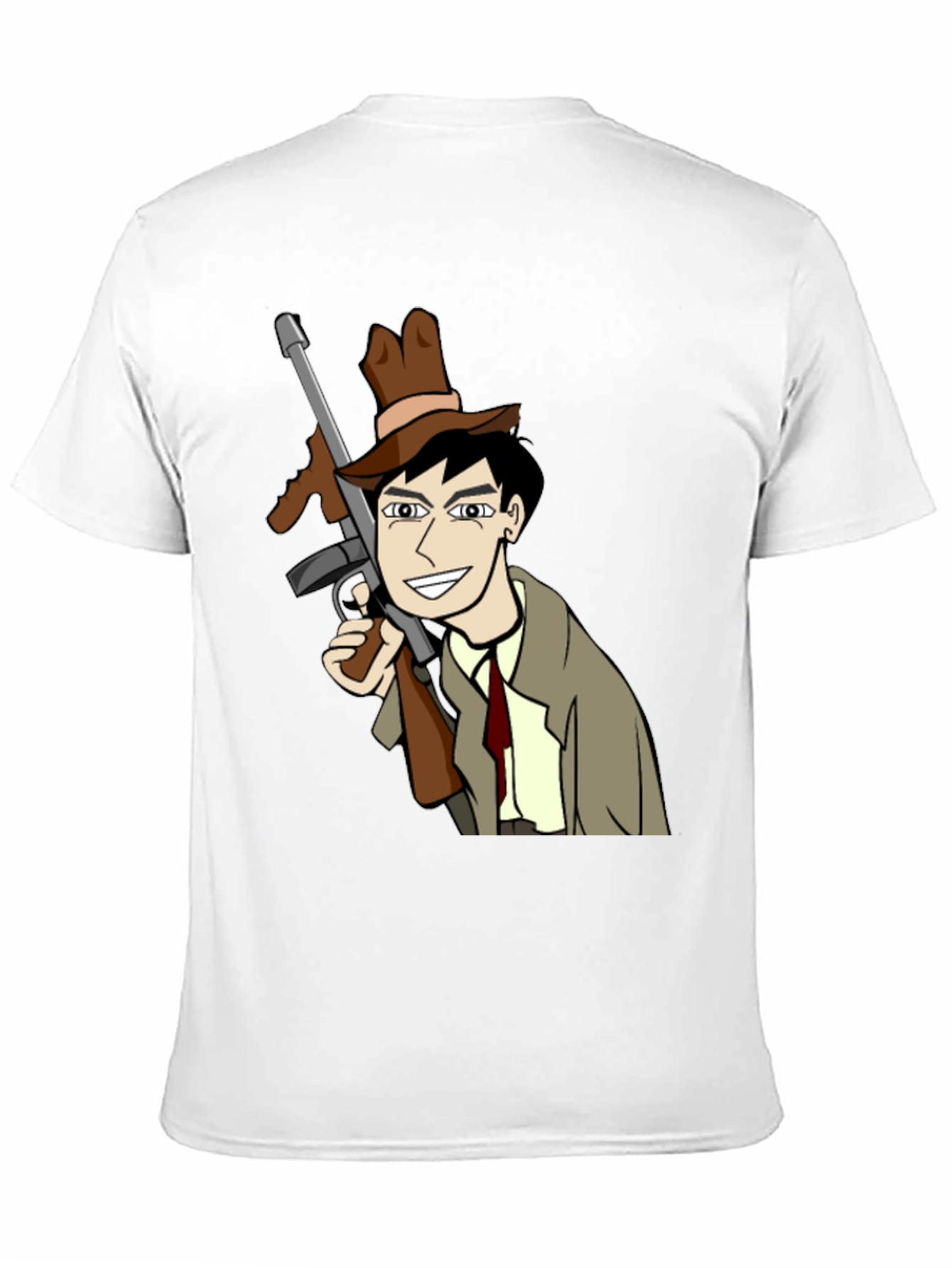 Camiseta Negra con Diseño de Gánster de Dibujos Animados