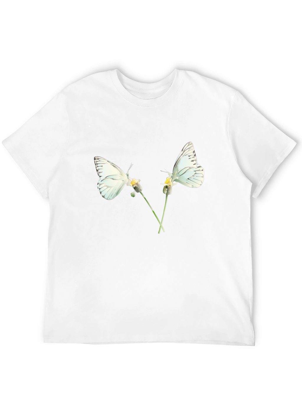Camiseta Negra con Diseño de Mariposas Blancas