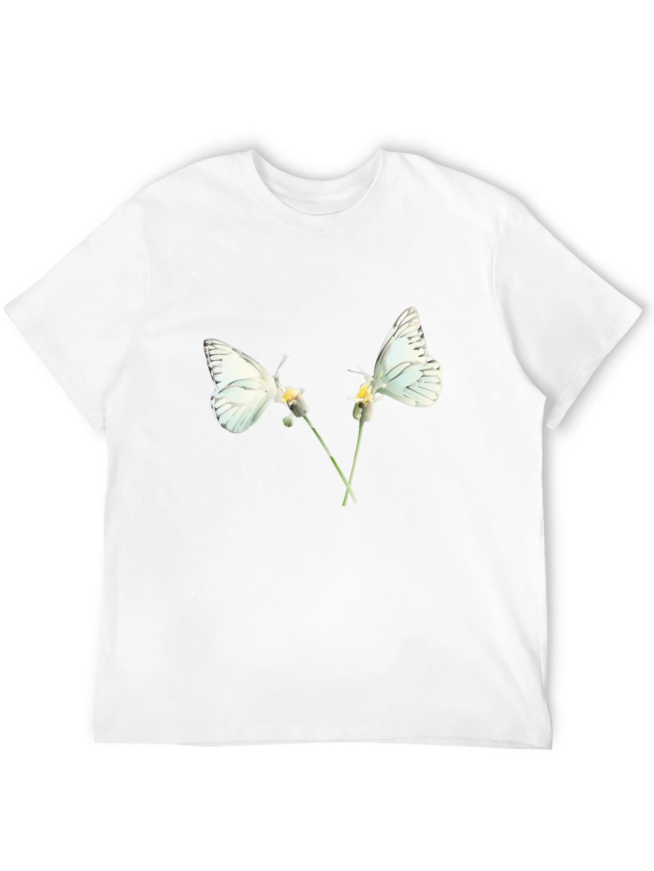 Camiseta Negra con Diseño de Mariposas Blancas