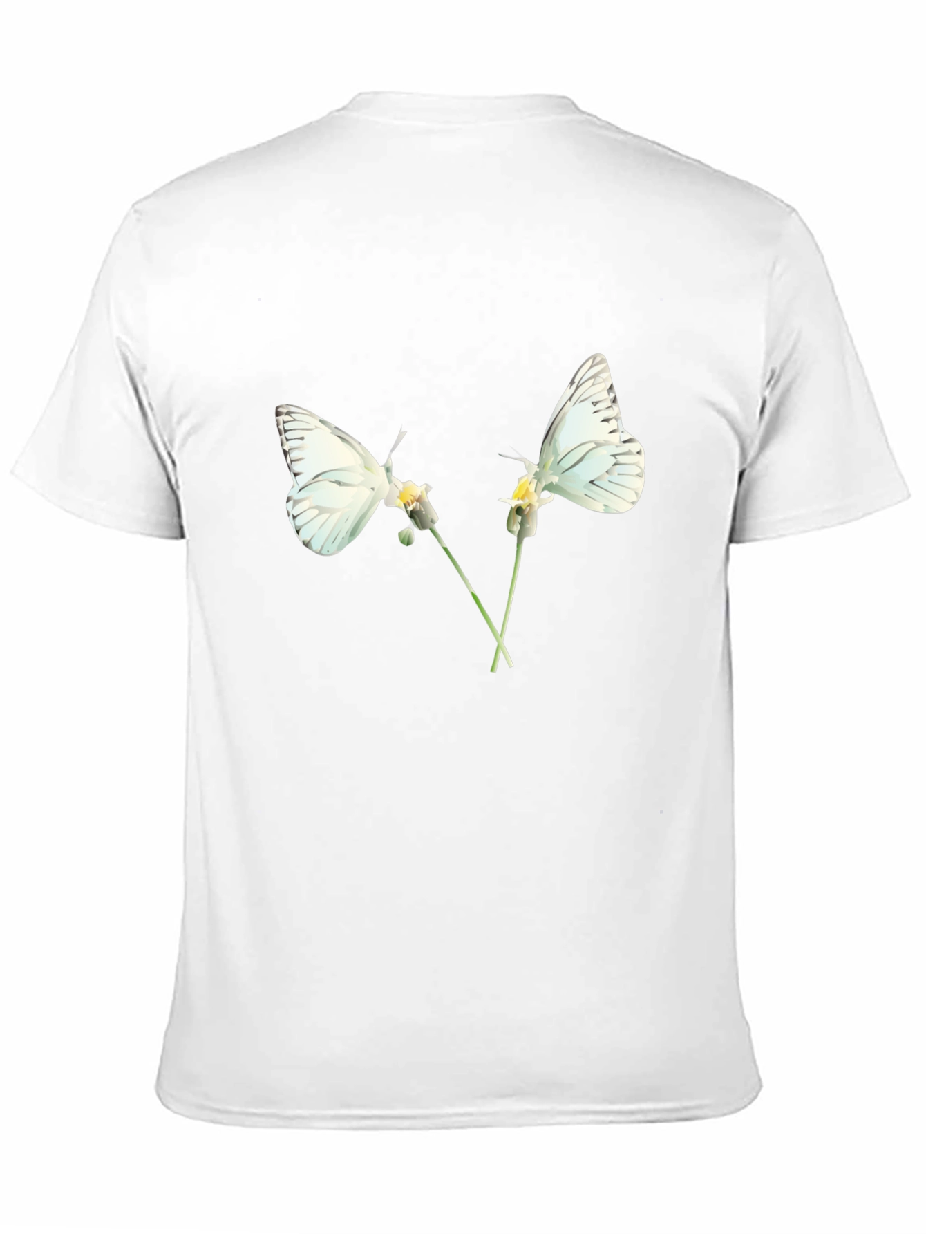 Camiseta Negra con Diseño de Mariposas Blancas