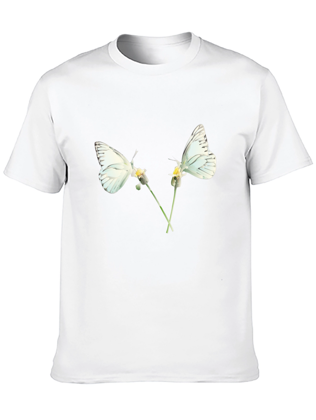 Camiseta Negra con Diseño de Mariposas Blancas
