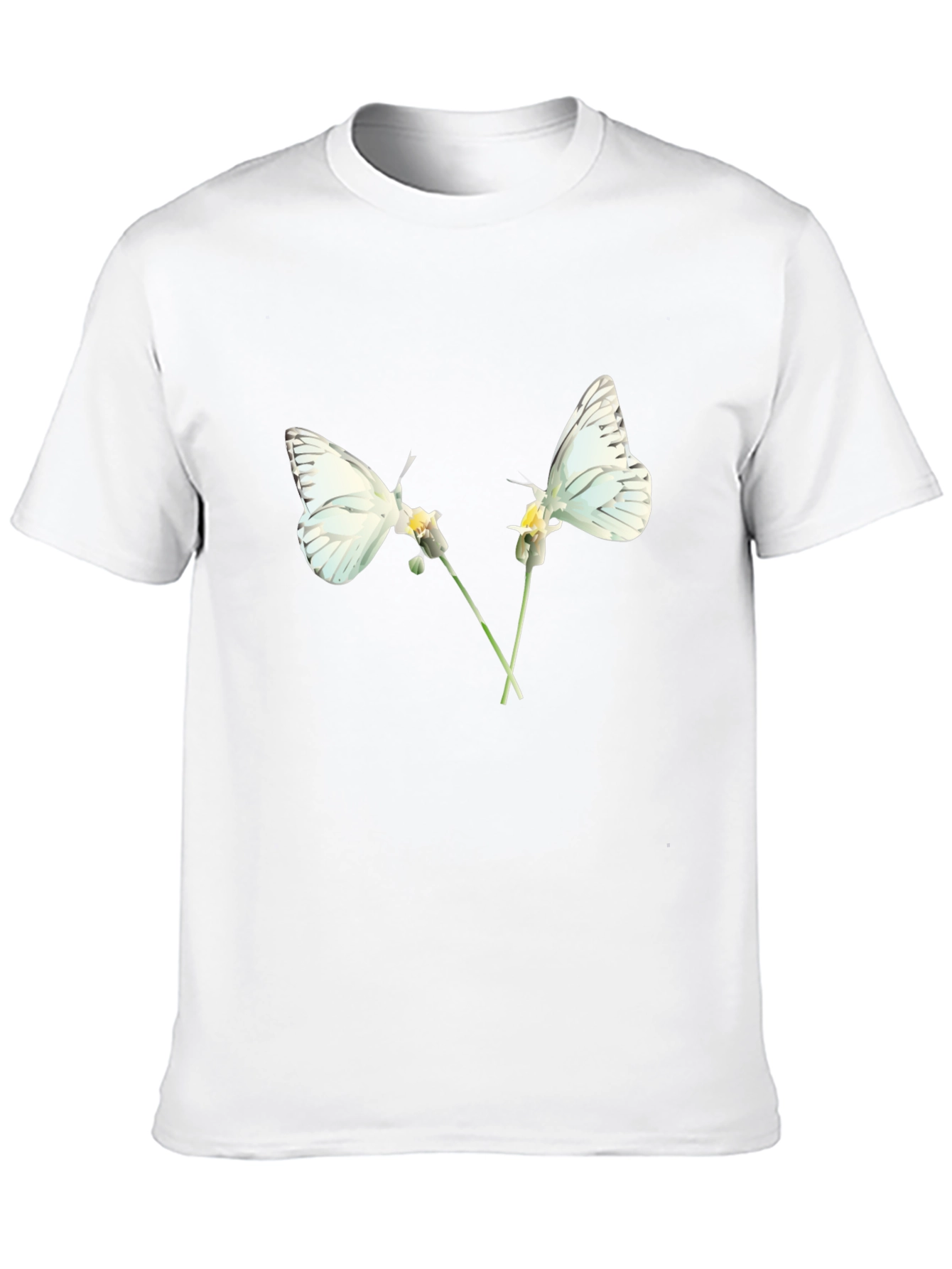 Camiseta Negra con Diseño de Mariposas Blancas