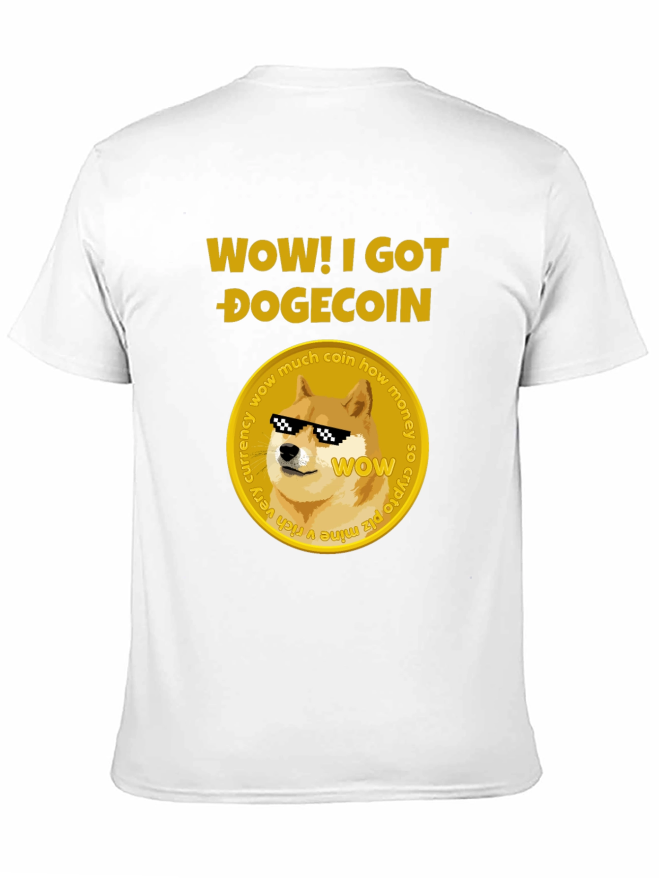 Camiseta Hombre Negra Diseño Dogecoin
