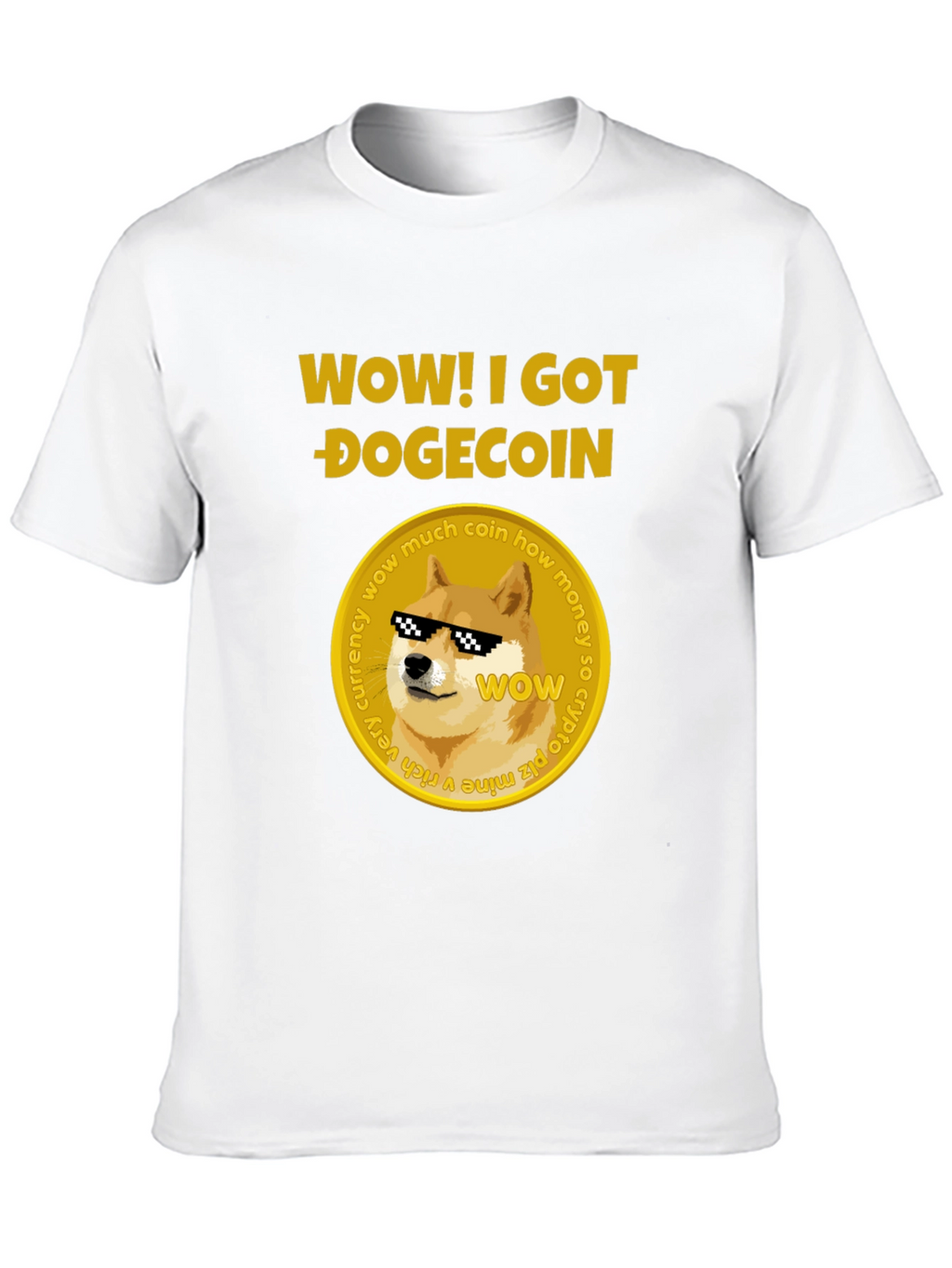 Camiseta Hombre Negra Diseño Dogecoin