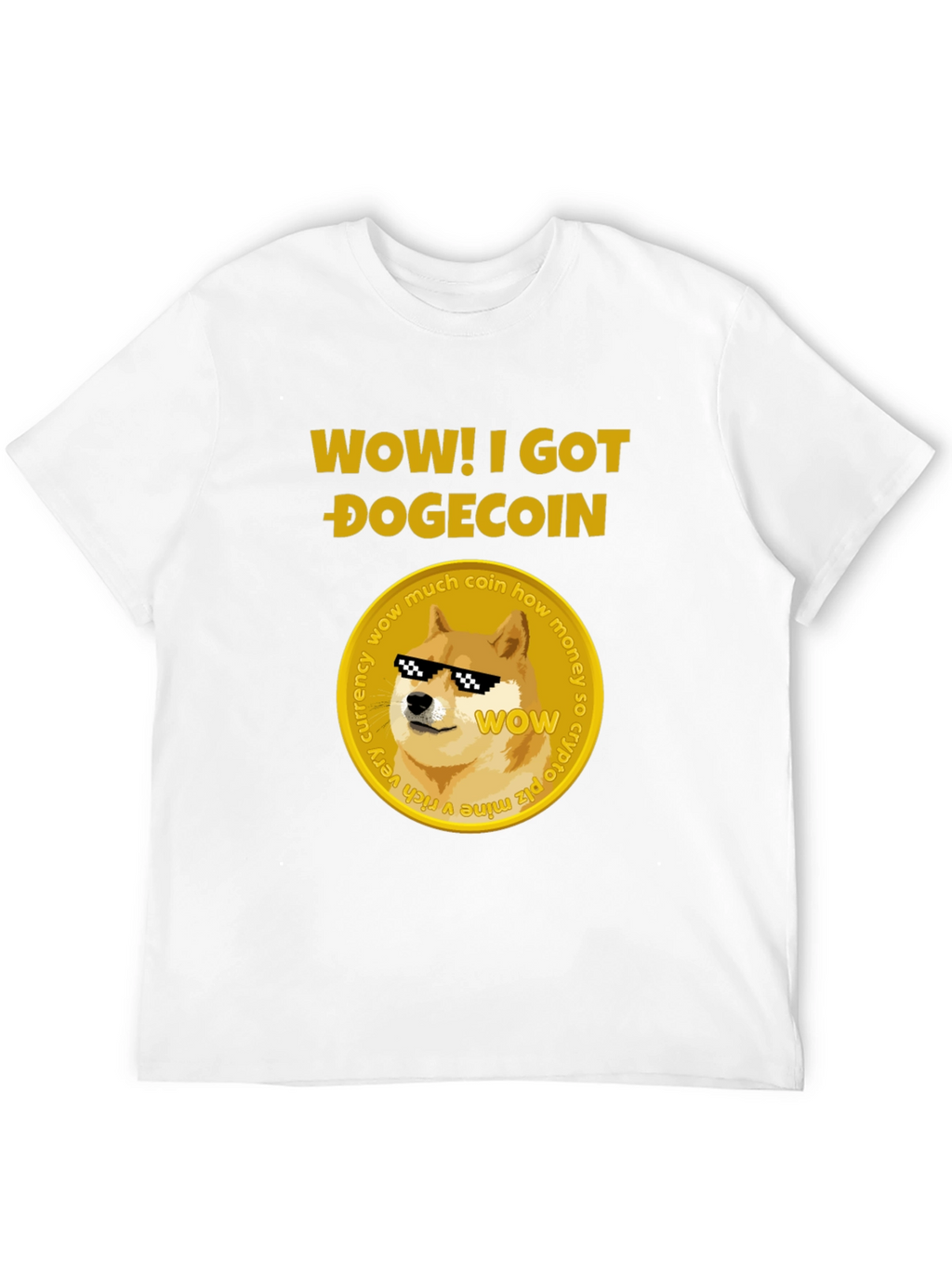 Camiseta Hombre Negra Diseño Dogecoin
