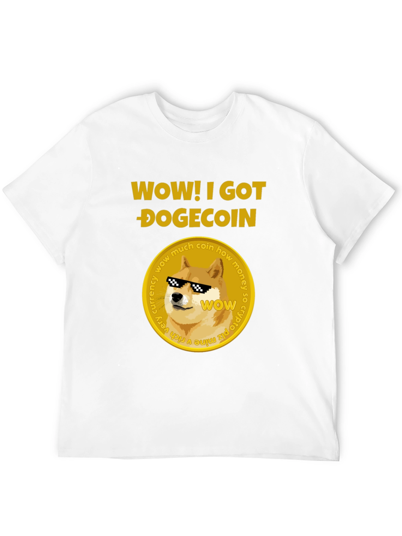 Camiseta Hombre Negra Diseño Dogecoin