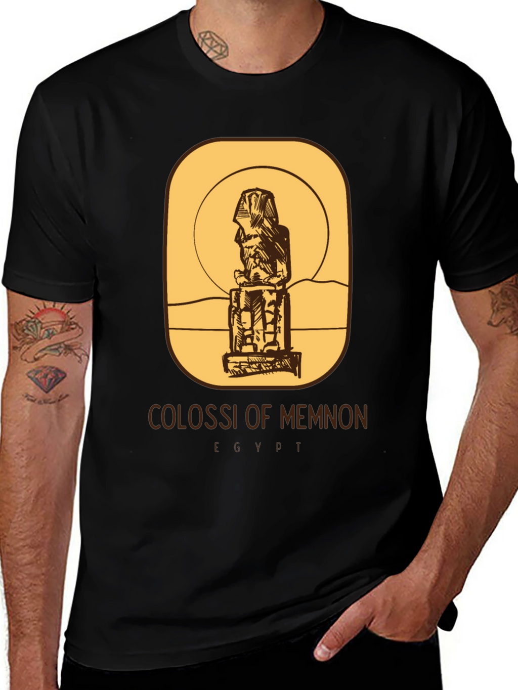 Camiseta Negra Colosos de Memnón Egipto