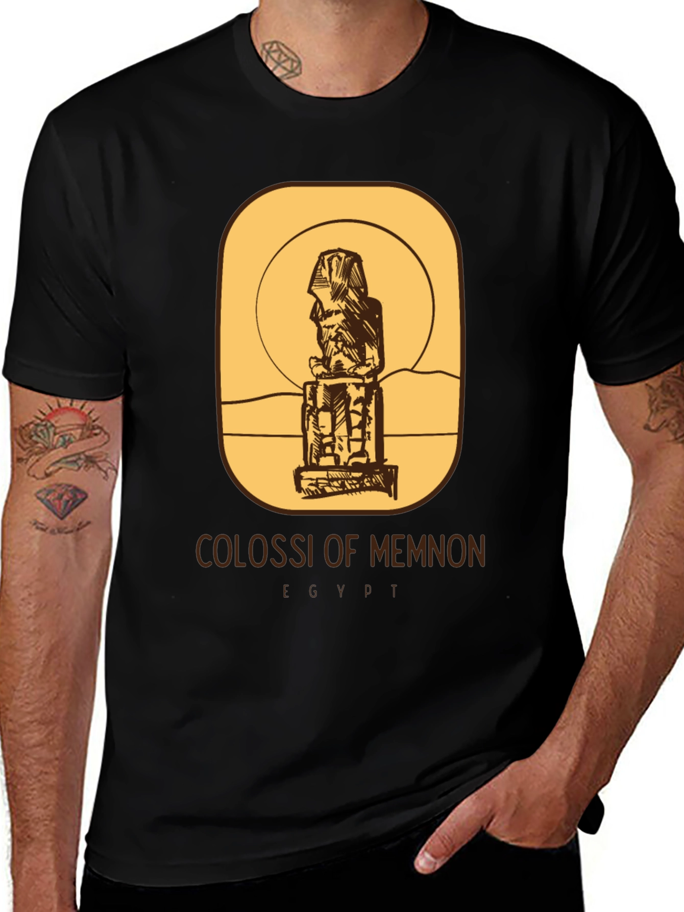 Camiseta Negra Colosos de Memnón Egipto