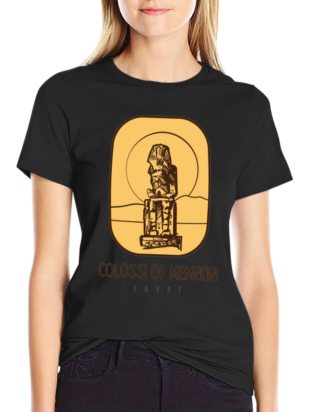 Camiseta Negra Colosos de Memnón Egipto