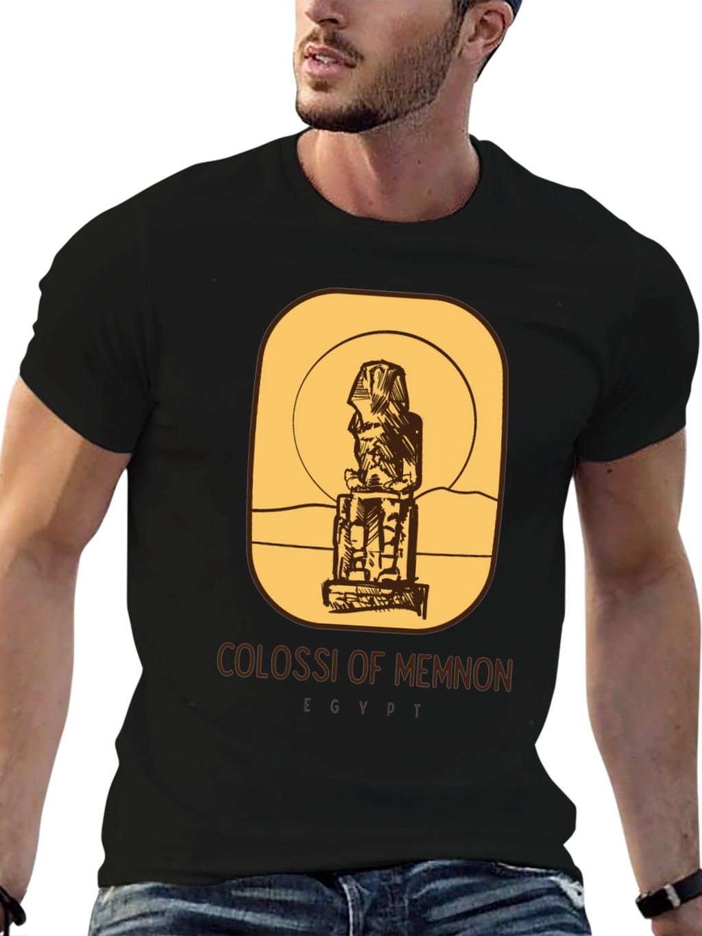 Camiseta Negra Colosos de Memnón Egipto