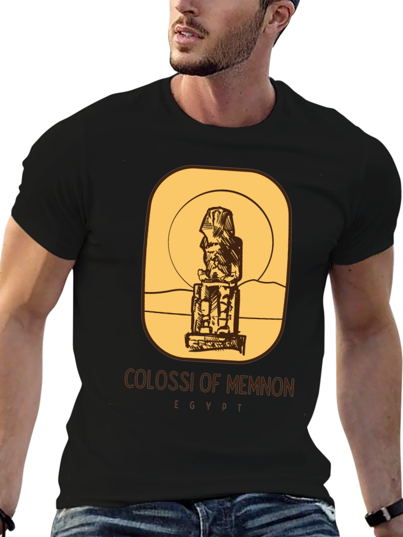 Camiseta Negra Colosos de Memnón Egipto