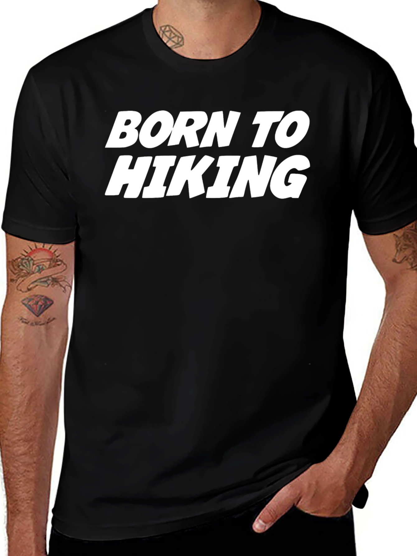Camiseta Negra Born to Hiking para Aventureros