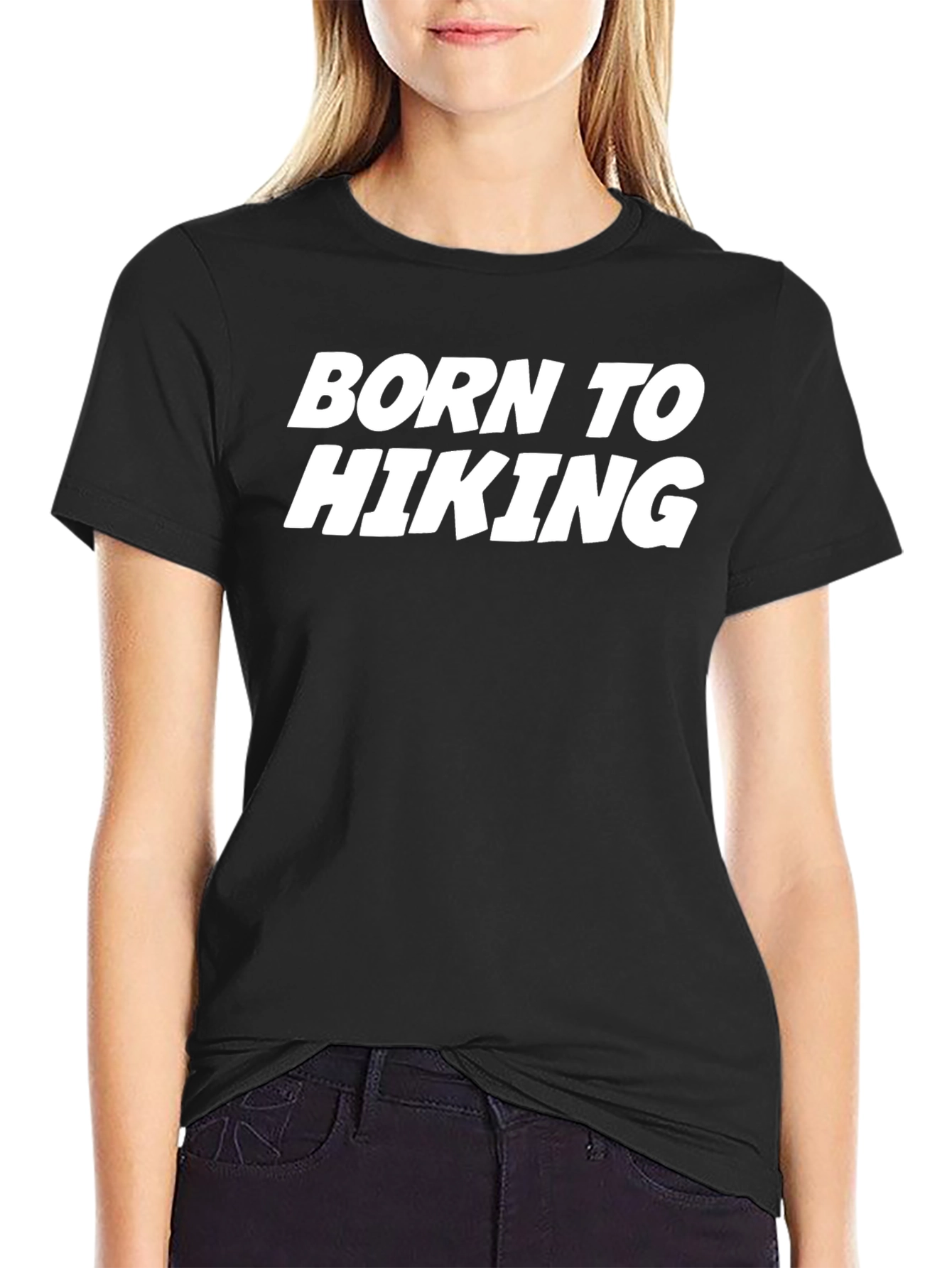 Camiseta Negra Born to Hiking para Aventureros