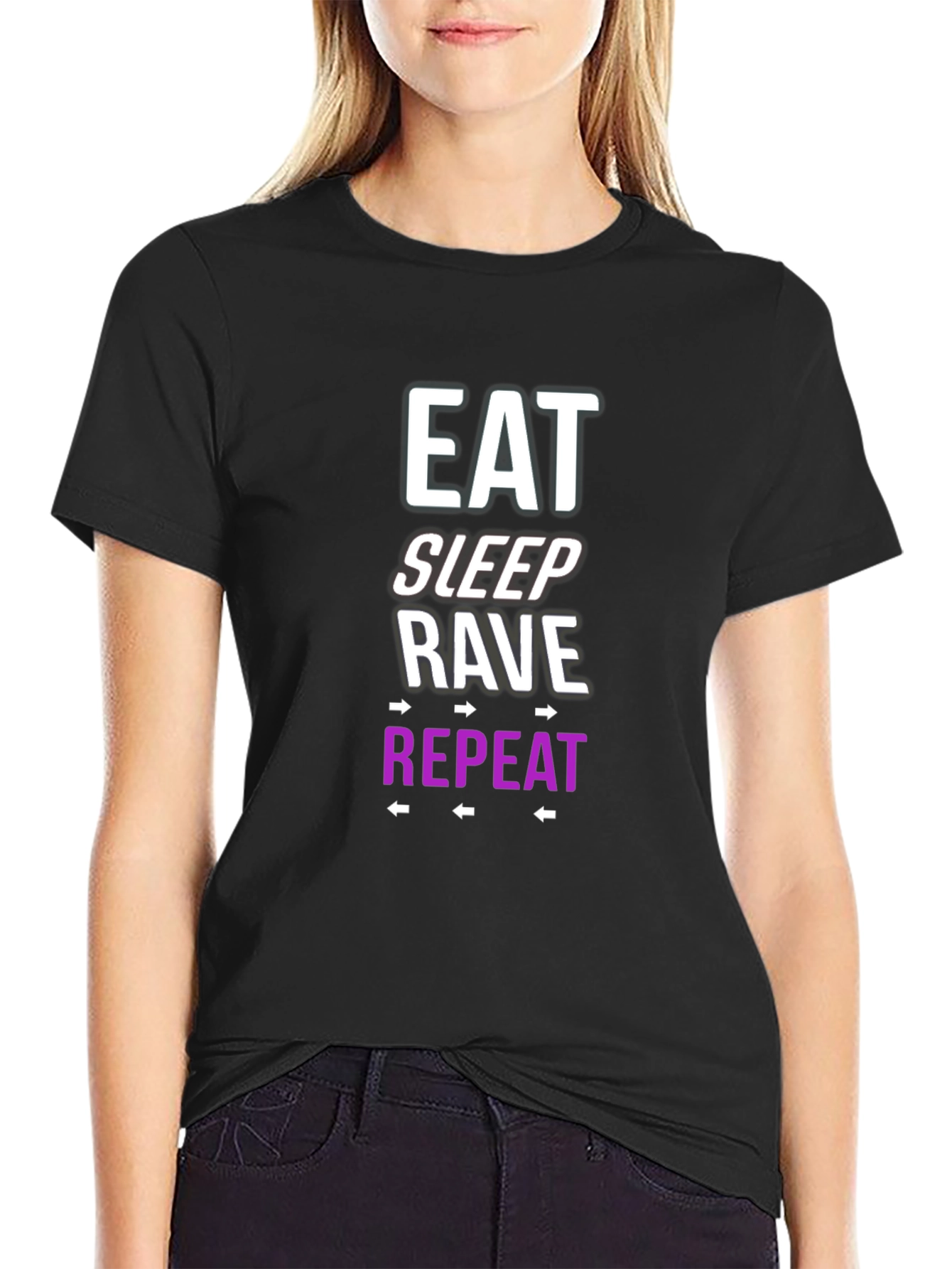 Camiseta Hombre Negra Diseño Eat Sleep Rave Repeat