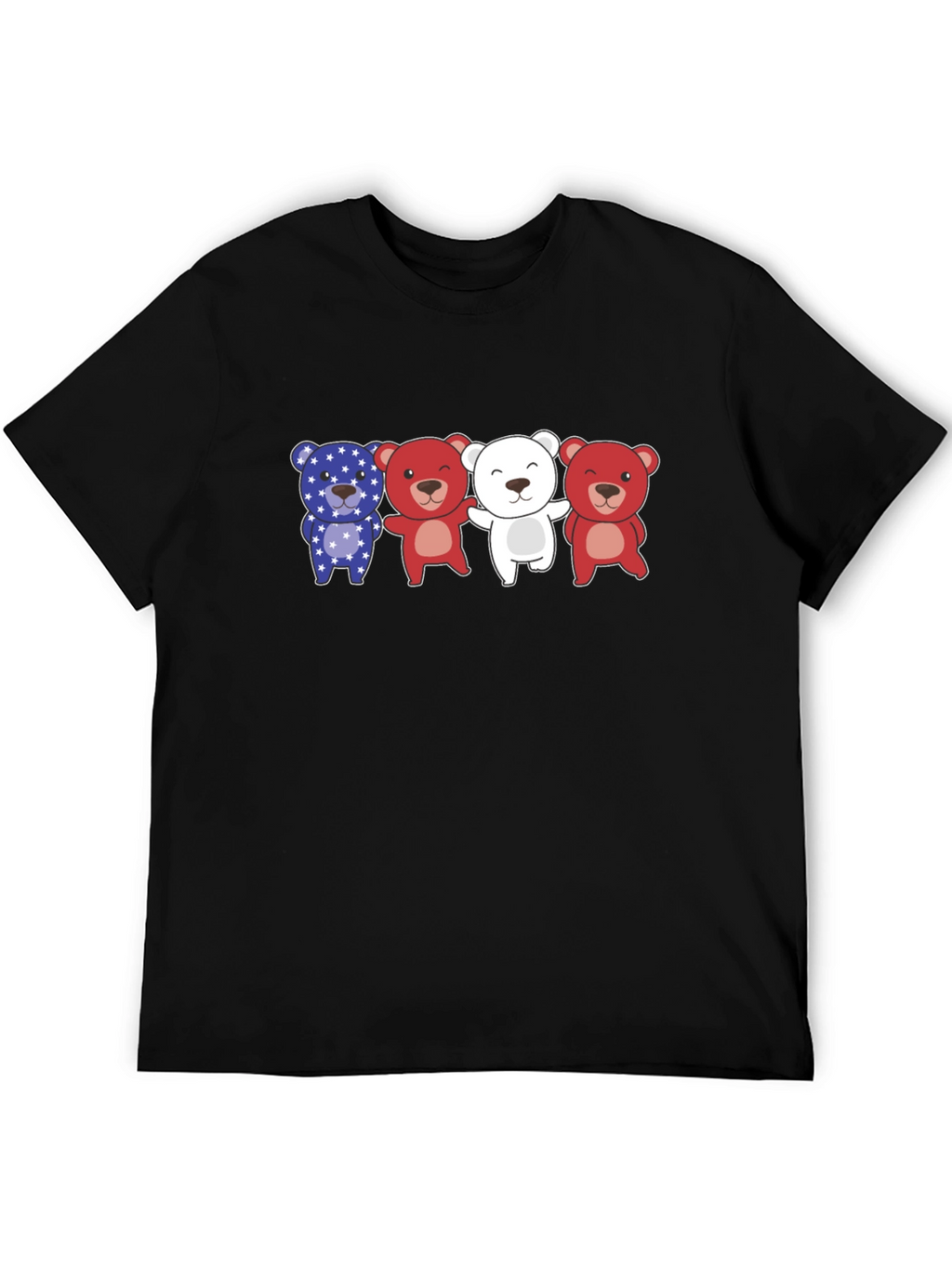 Camiseta Negra con Diseño de Ositos Patrióticos