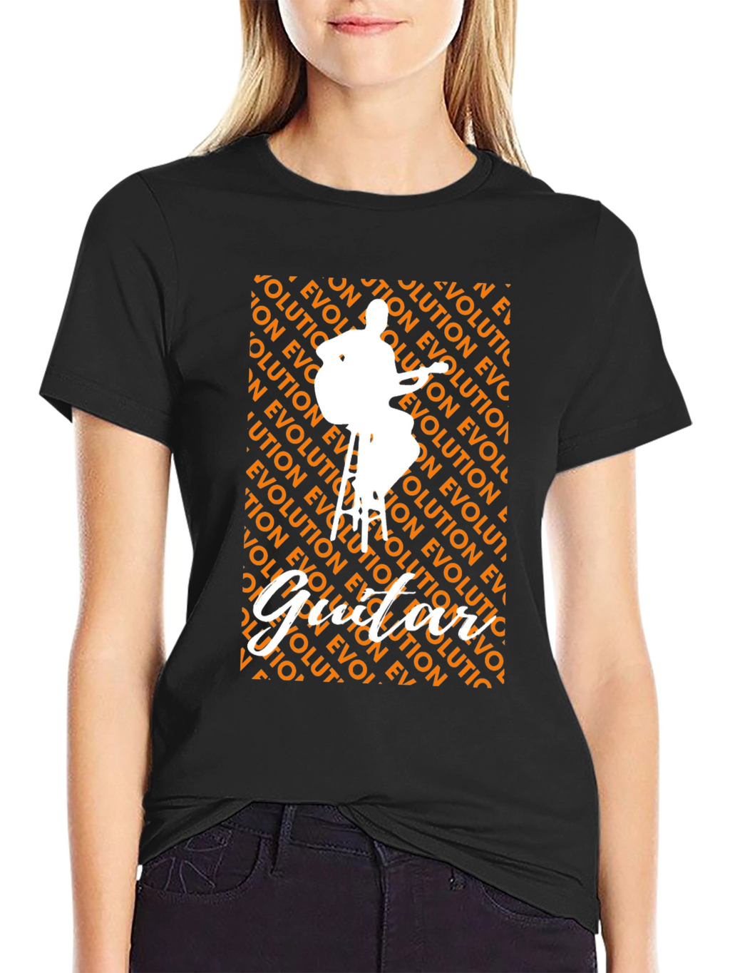 Camiseta Negra con Diseño de Guitarrista