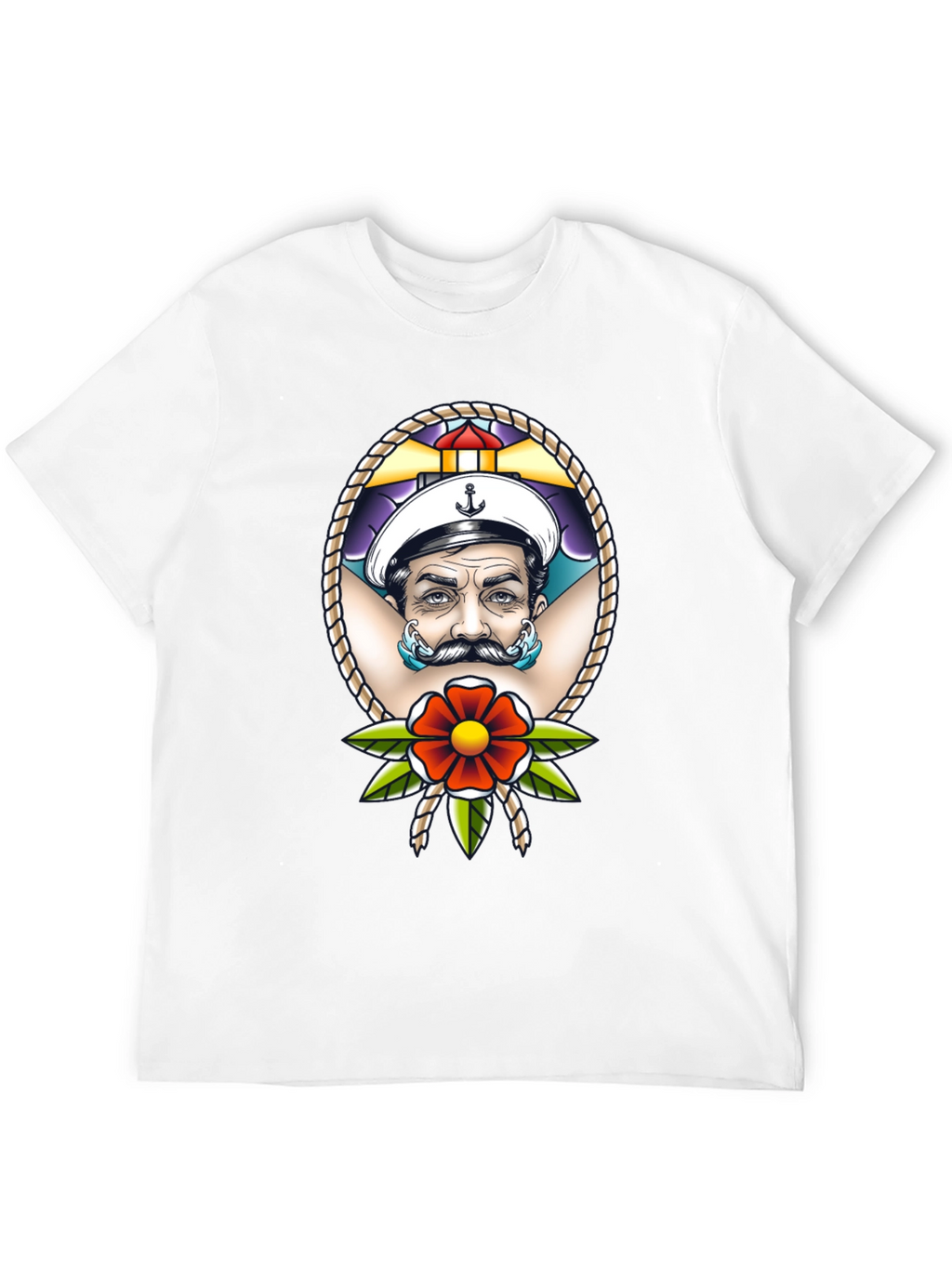 Camiseta Negra con Diseño de Marinero Tatuado