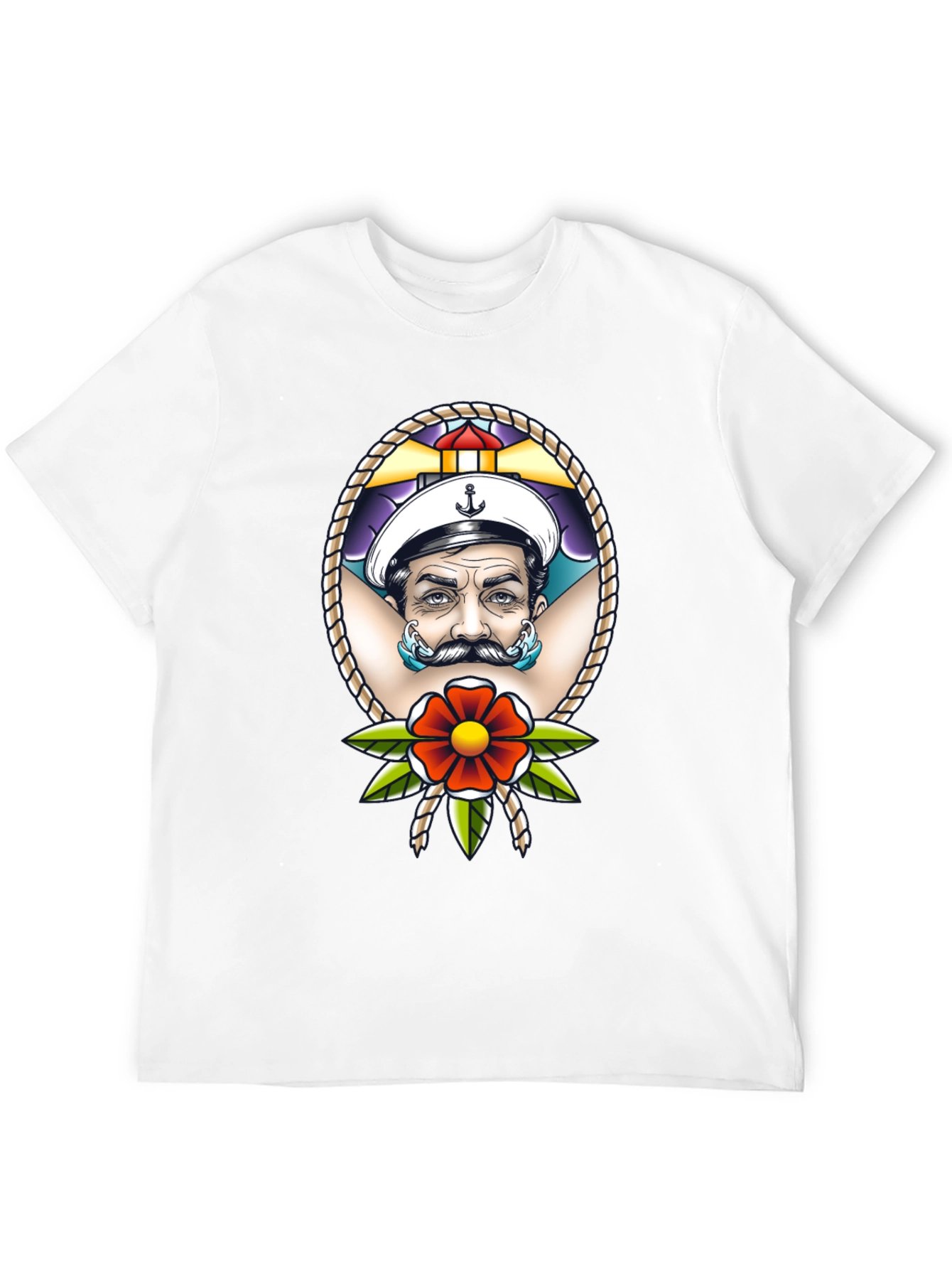 Camiseta Negra con Diseño de Marinero Tatuado