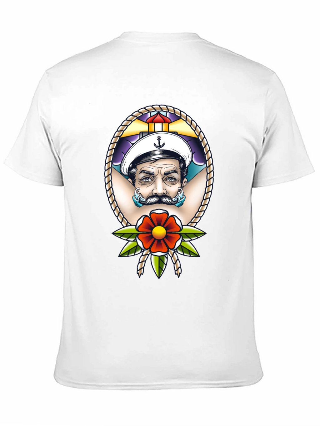 Camiseta Negra con Diseño de Marinero Tatuado