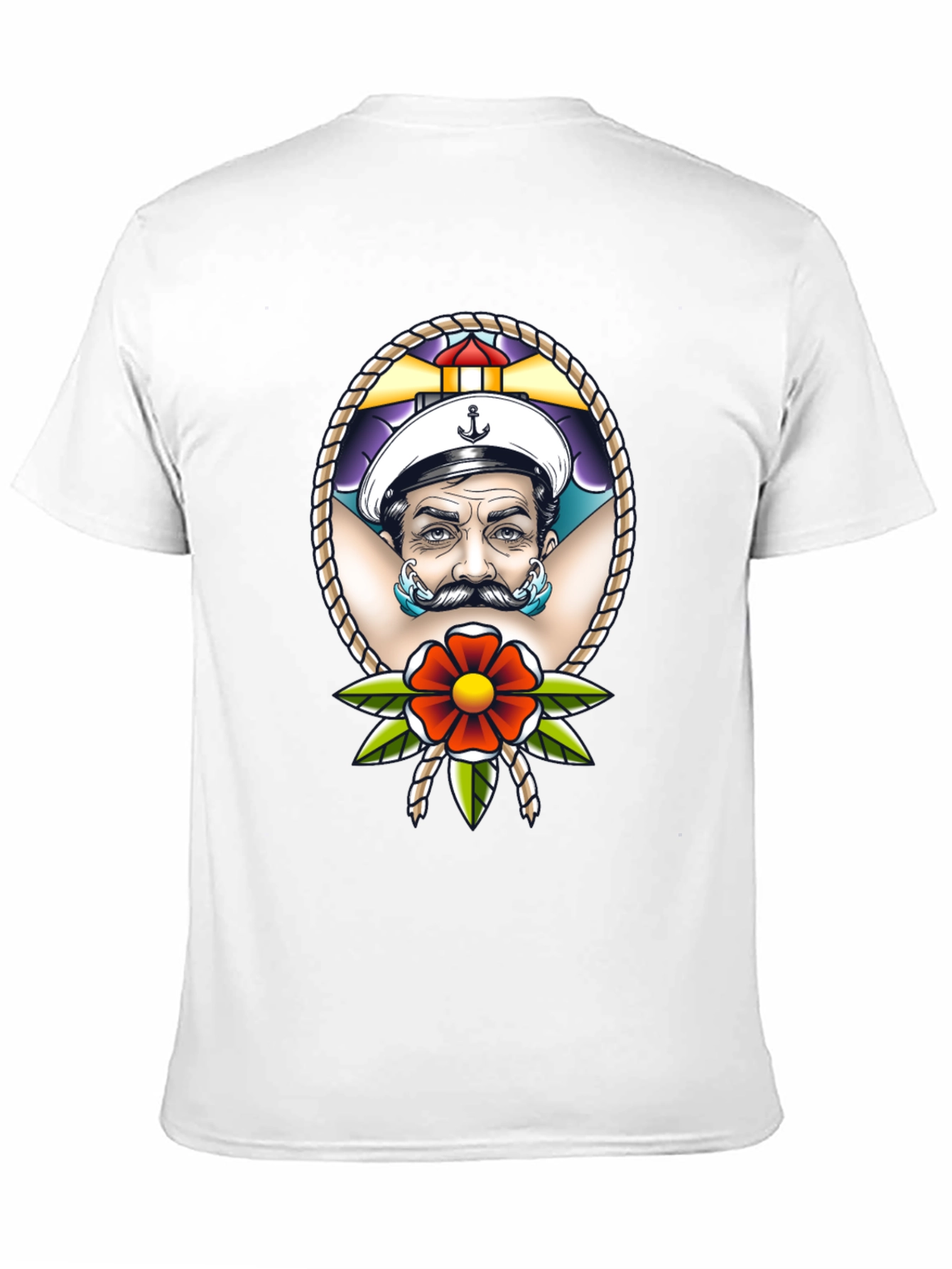 Camiseta Negra con Diseño de Marinero Tatuado