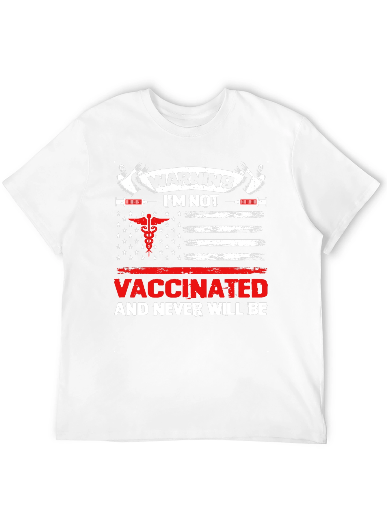 Camiseta Negra - No Vacunado - Diseño Bandera USA