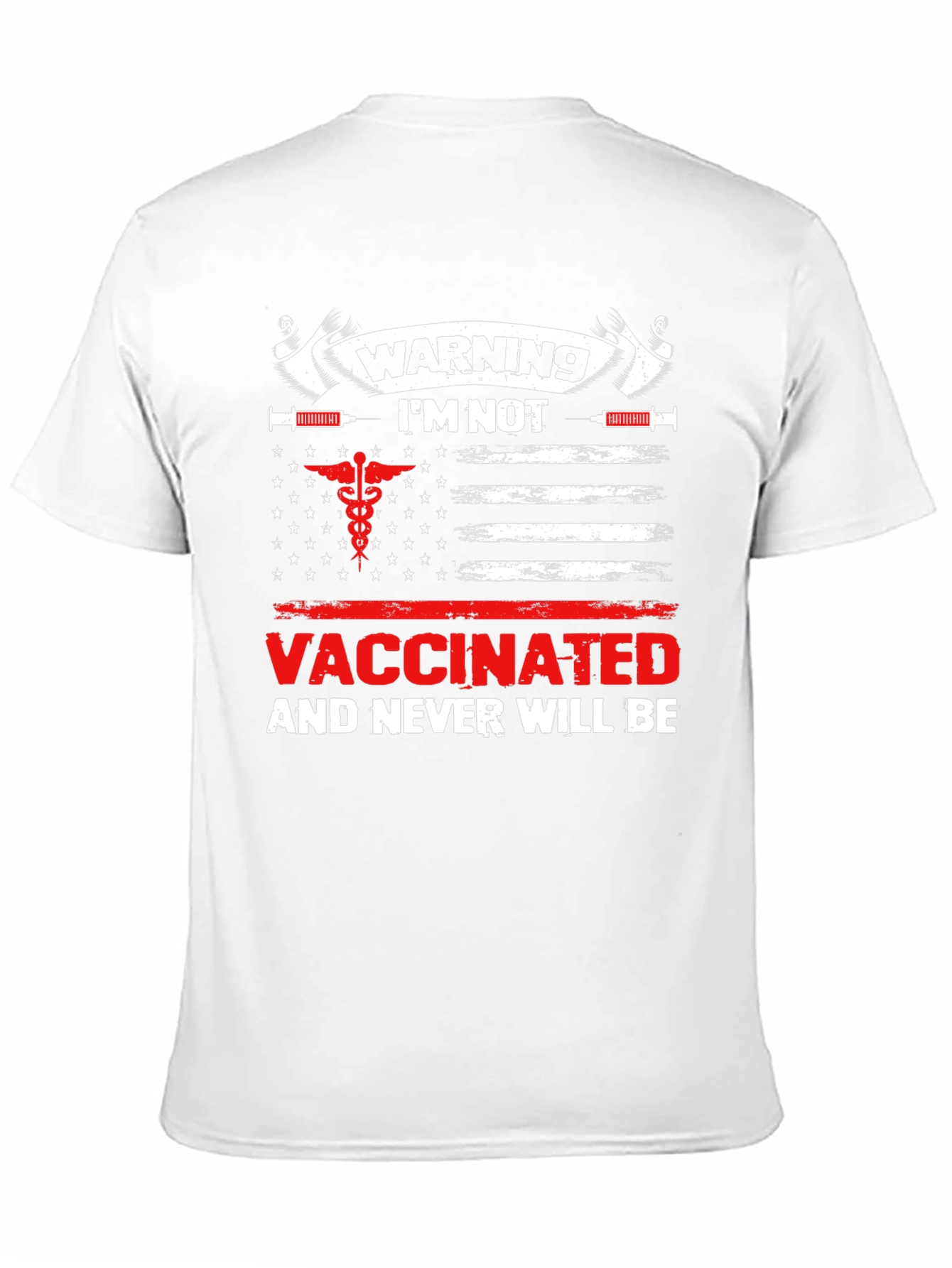 Camiseta Negra - No Vacunado - Diseño Bandera USA