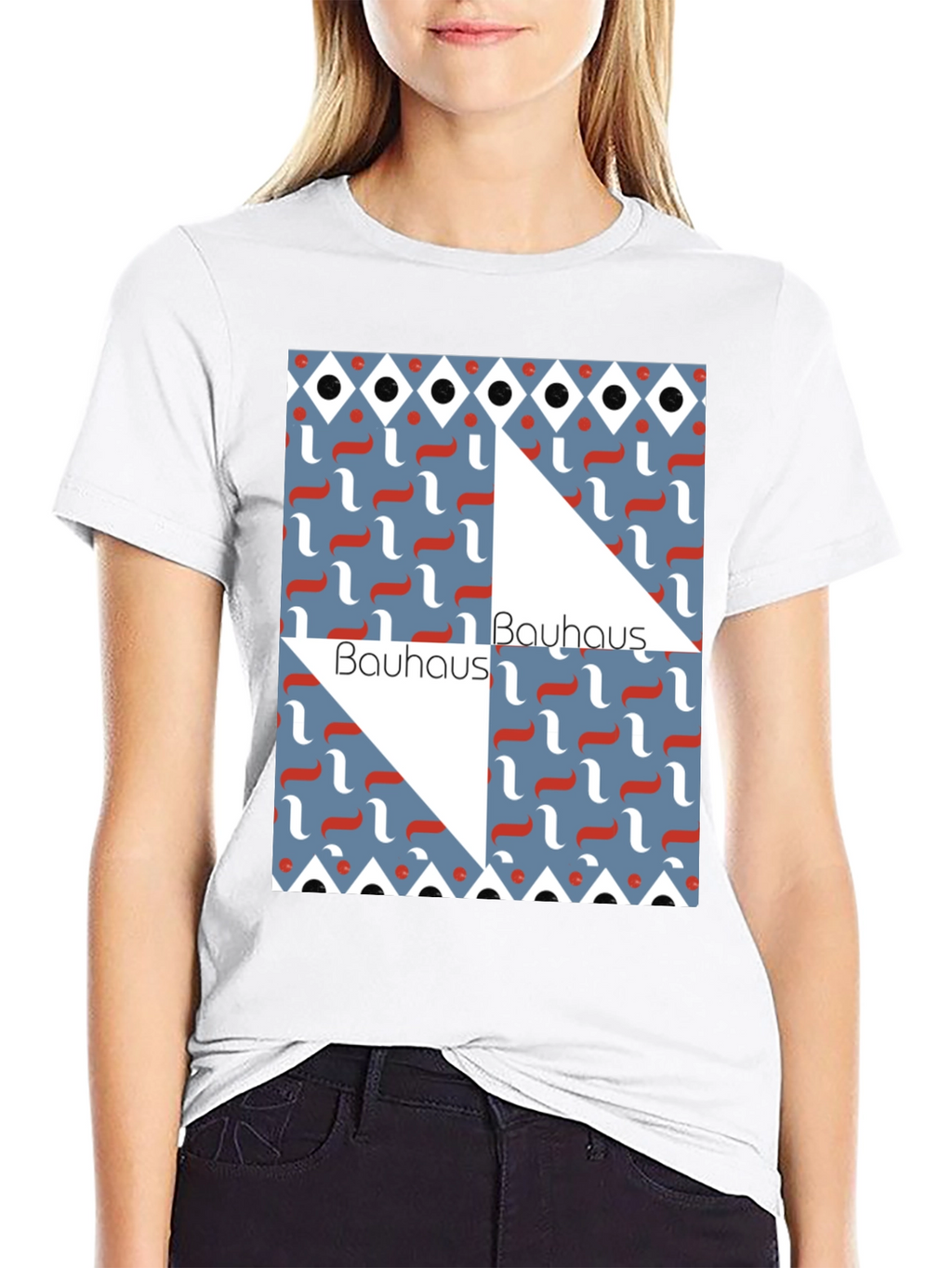 Camiseta Negra Bauhaus Diseño Geométrico Estilo Artístico