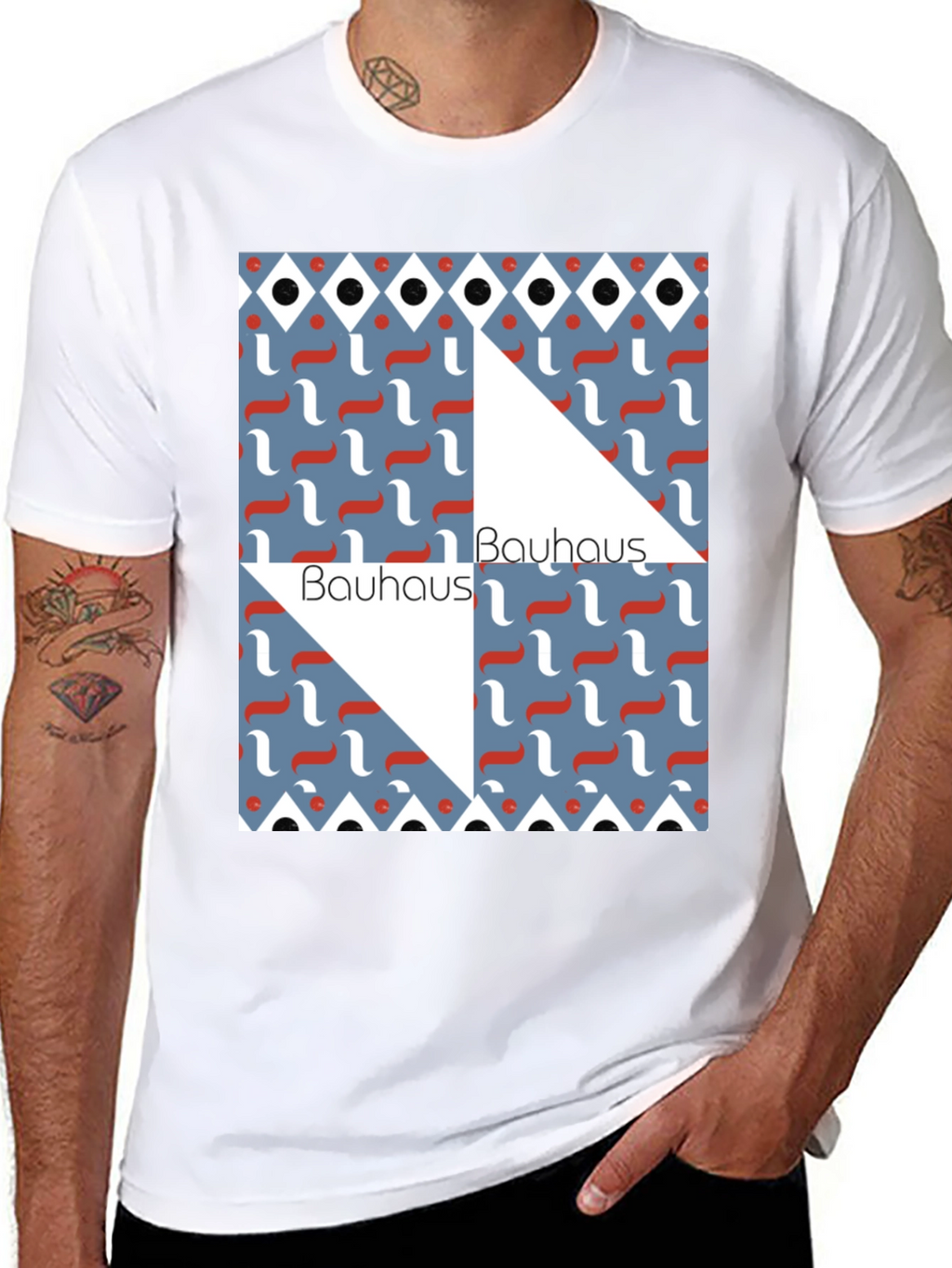 Camiseta Negra Bauhaus Diseño Geométrico Estilo Artístico