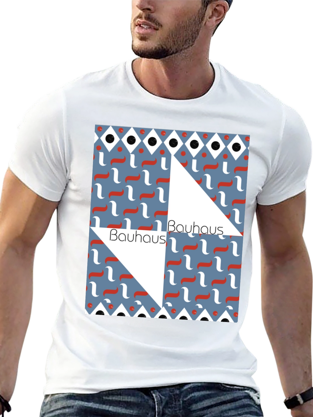Camiseta Negra Bauhaus Diseño Geométrico Estilo Artístico