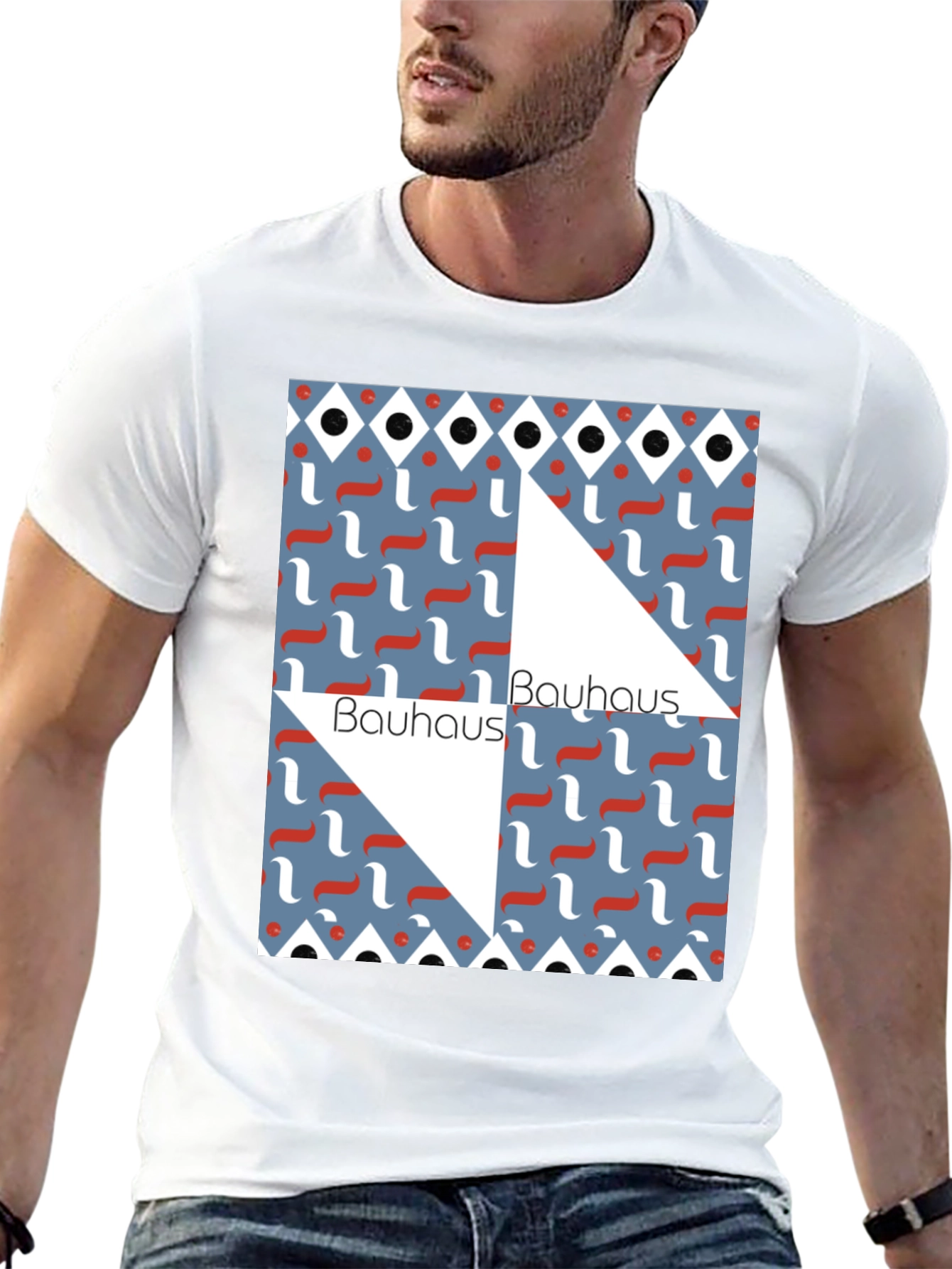 Camiseta Negra Bauhaus Diseño Geométrico Estilo Artístico