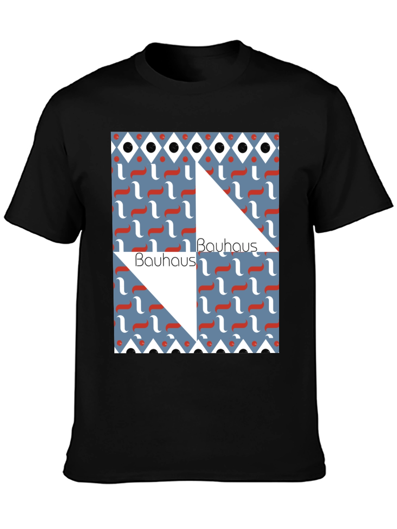 Camiseta Negra Bauhaus Diseño Geométrico Estilo Artístico