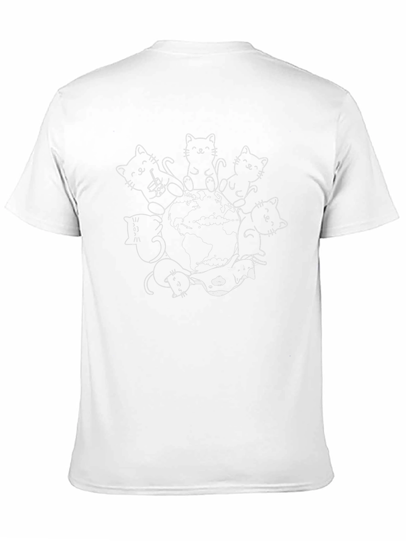 Camiseta Negra con Diseño de Gatos Around the World