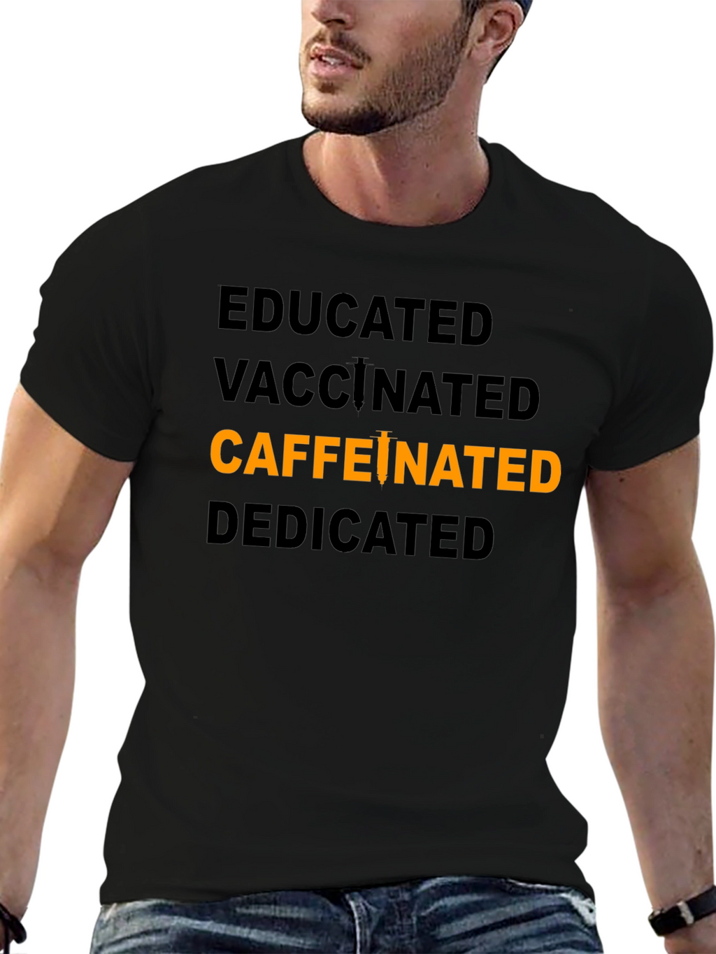 Camiseta Educada Vacunada Cafeinada y Dedicada