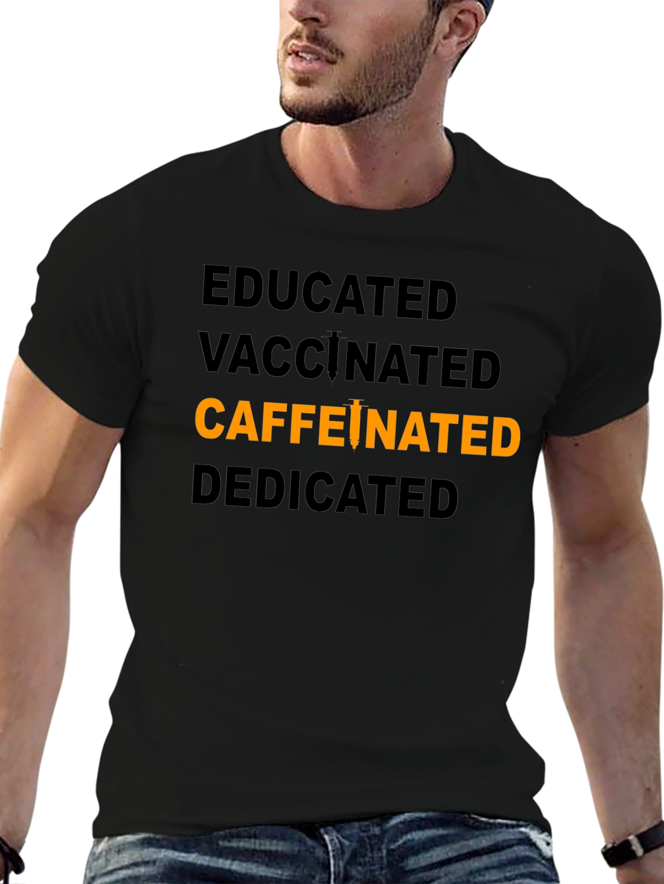 Camiseta Educada Vacunada Cafeinada y Dedicada