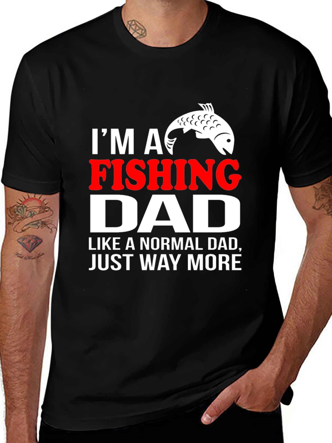 Camiseta Hombre Negro: Papá Pescador