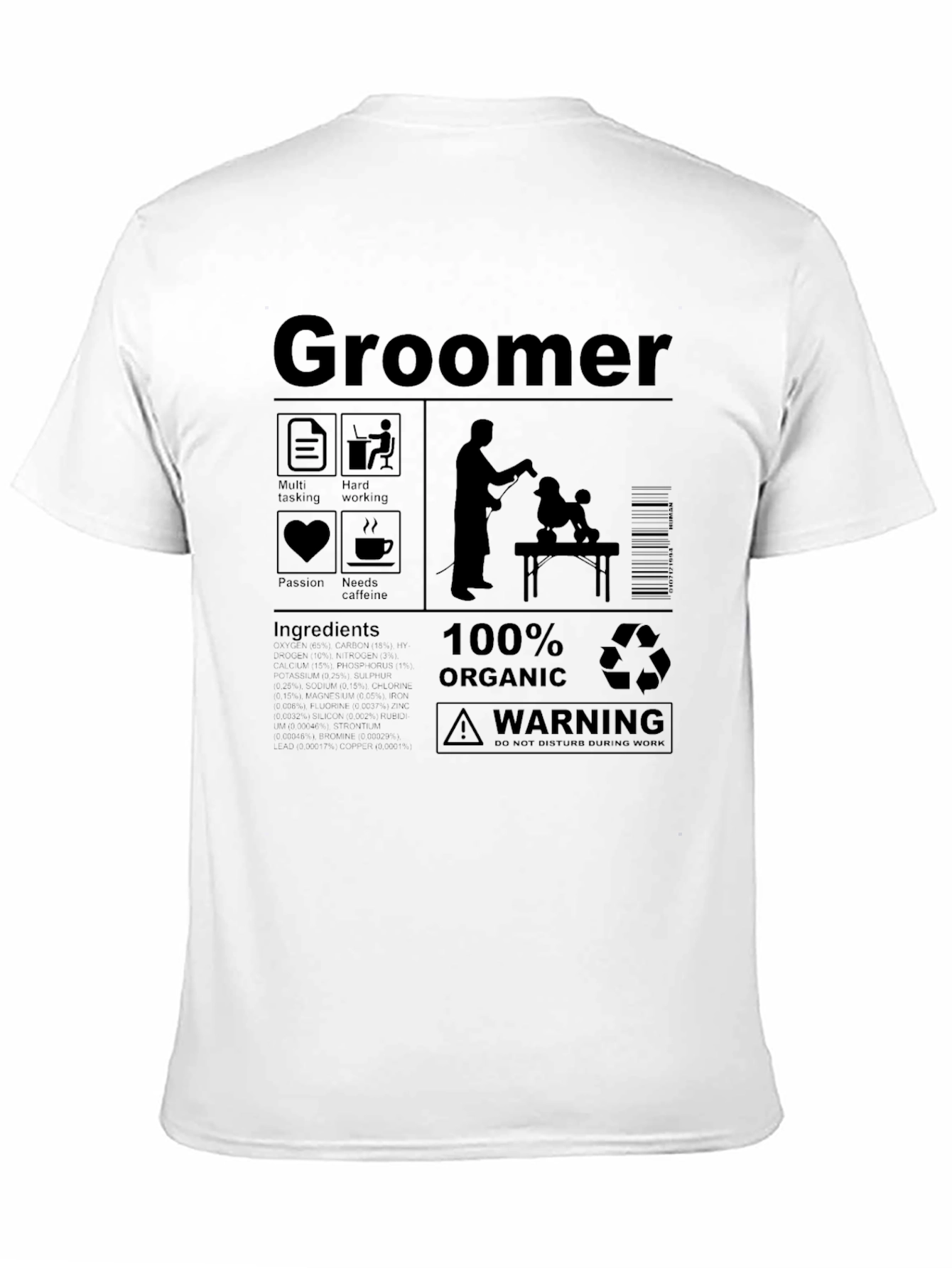Camiseta Groomer 100% Orgánica para amantes de las mascotas