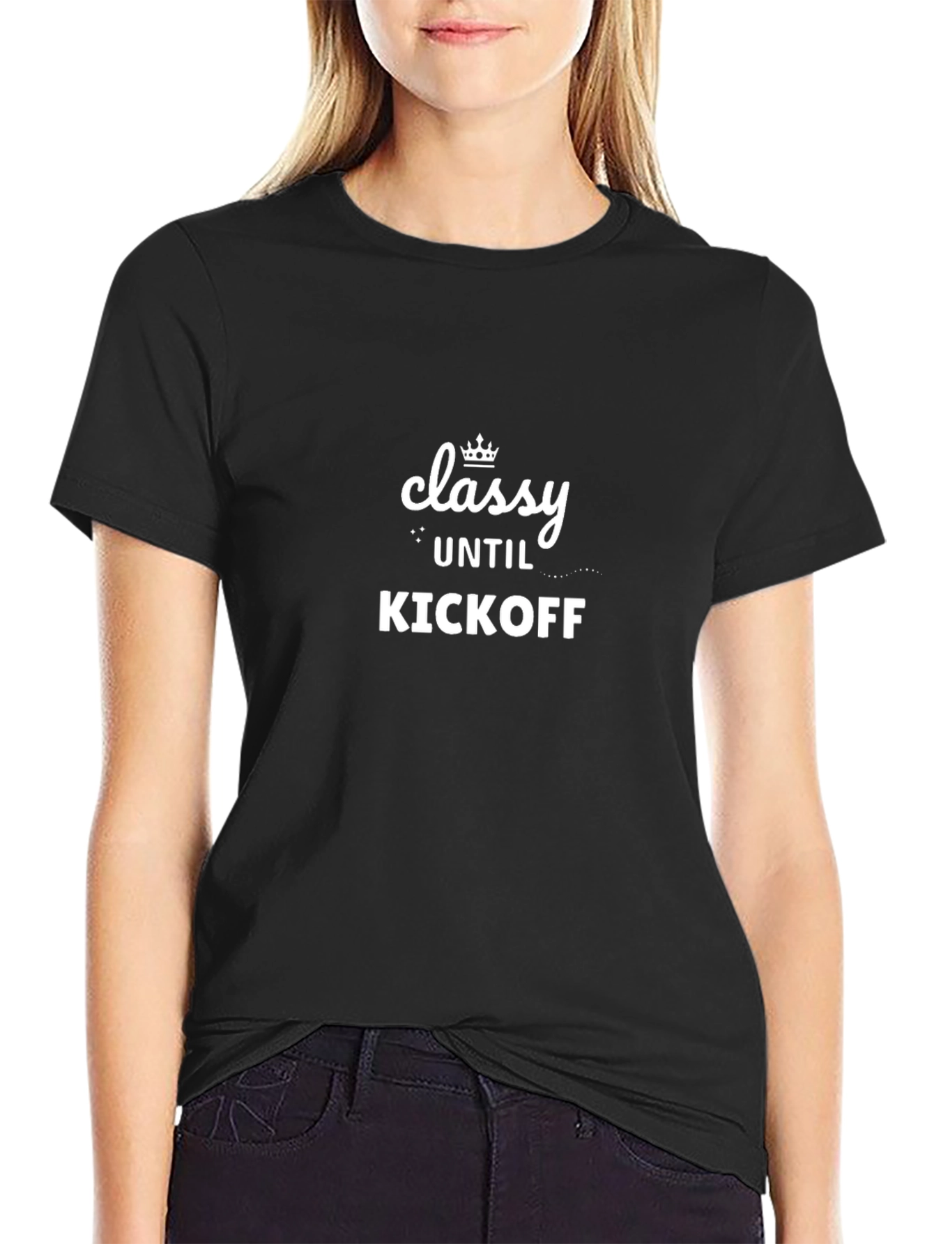 Camiseta Negra Classy Until Kickoff para Hombre