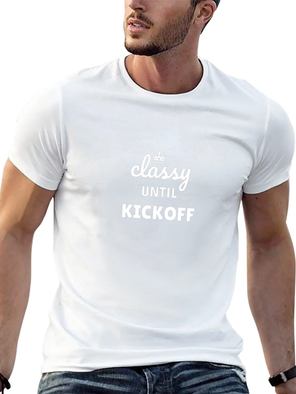 Camiseta Negra Classy Until Kickoff para Hombre