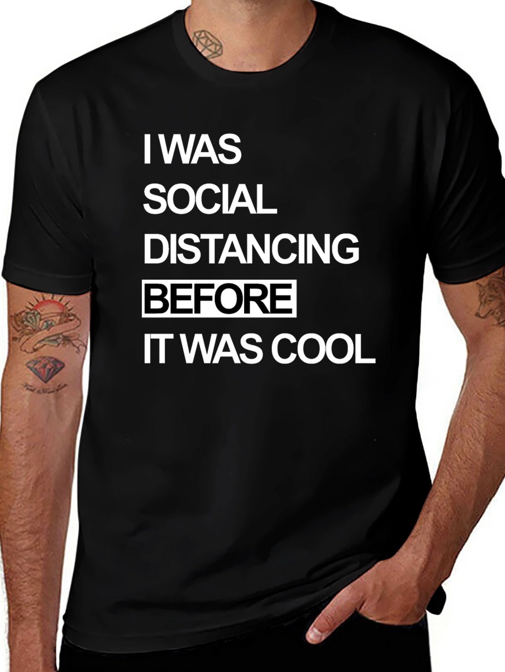 Camiseta Hombre Distanciamiento Social Cool Negra