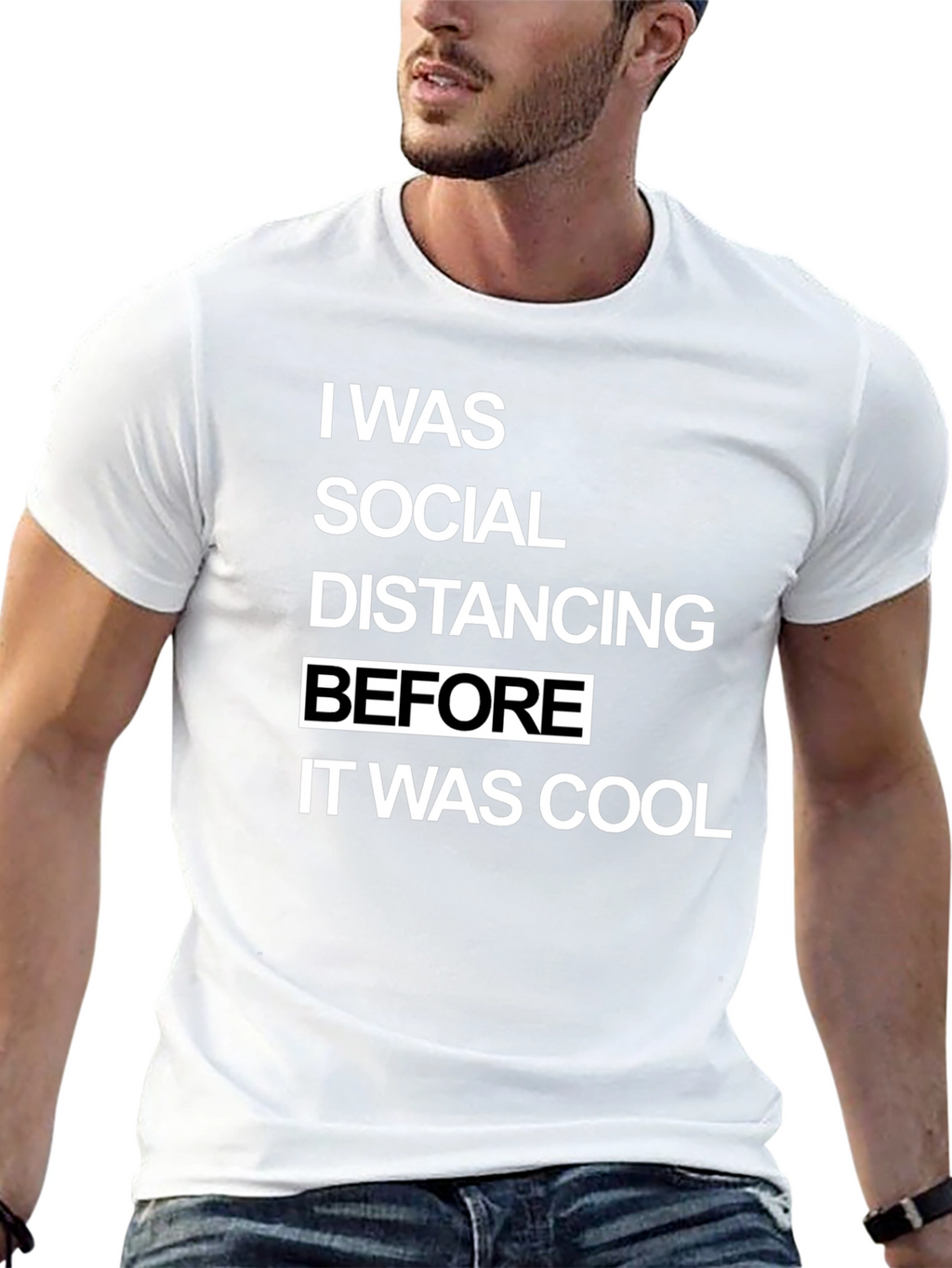Camiseta Hombre Distanciamiento Social Cool Negra