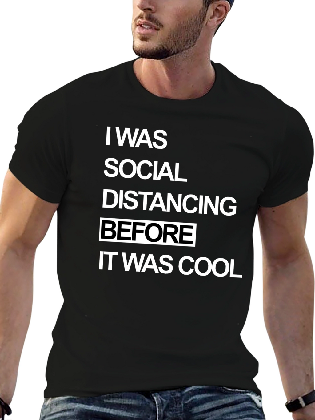Camiseta Hombre Distanciamiento Social Cool Negra
