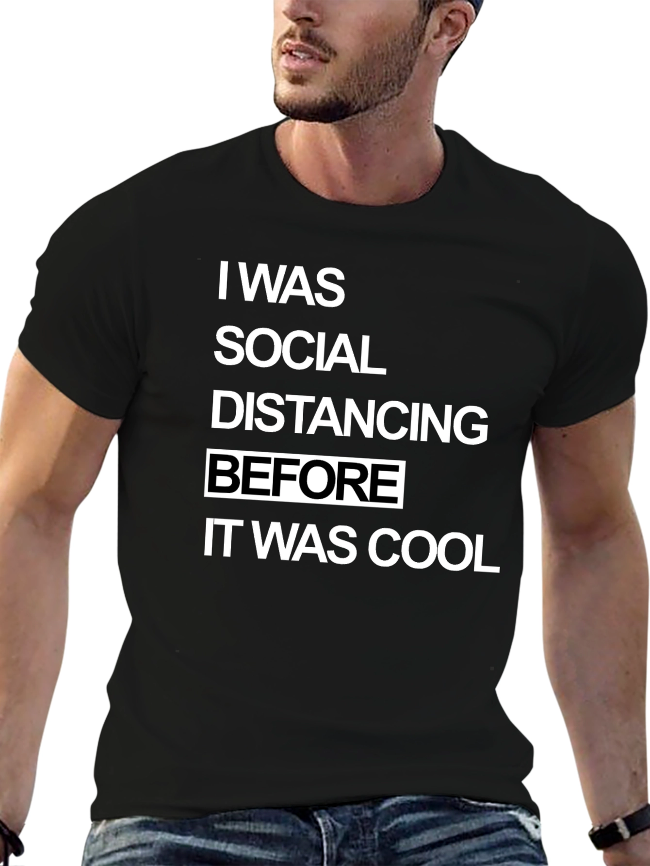 Camiseta Hombre Distanciamiento Social Cool Negra