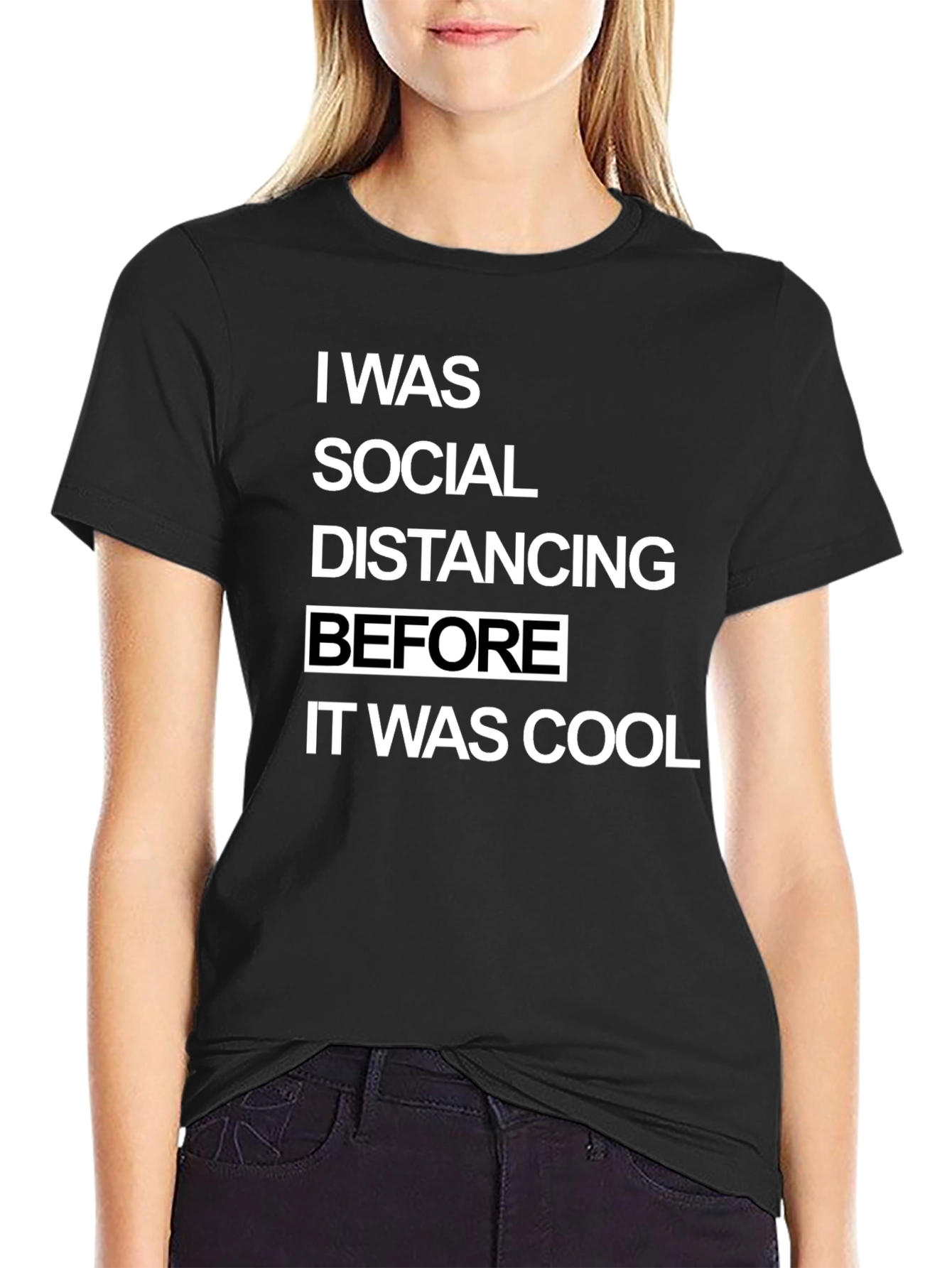 Camiseta Hombre Distanciamiento Social Cool Negra