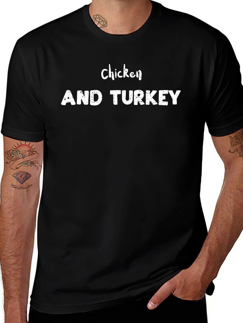 Camiseta Negra Chicken AND TURKEY