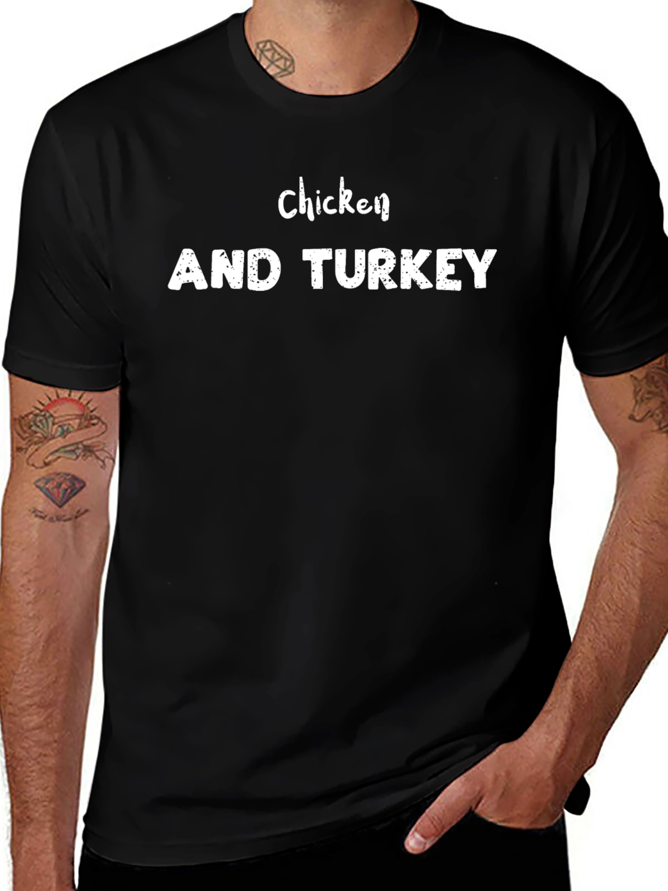 Camiseta Negra Chicken AND TURKEY