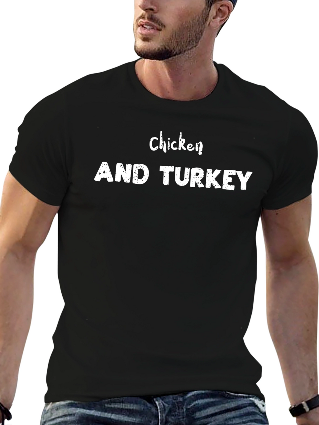 Camiseta Negra Chicken AND TURKEY