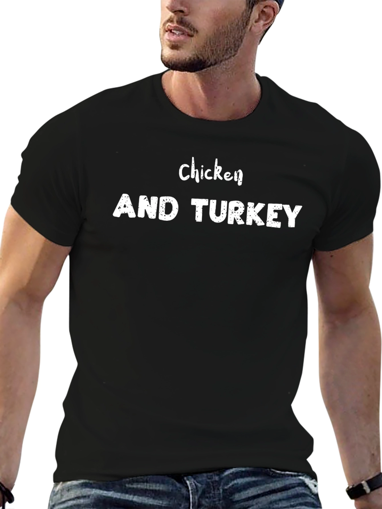 Camiseta Negra Chicken AND TURKEY